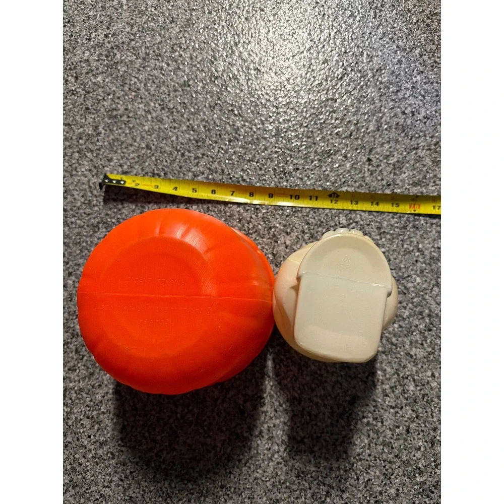 Vintage Halloween Pumpkin Blow Mold Bucket and Skull Candy Container Set